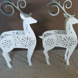 Two reindeer holiday decorations